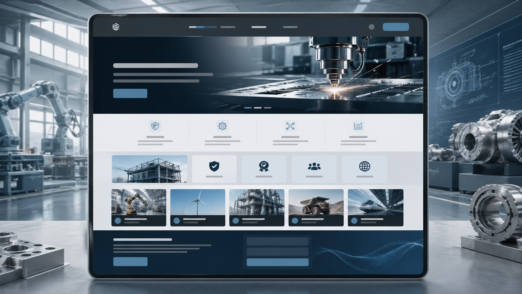 structure page accueil site industriel